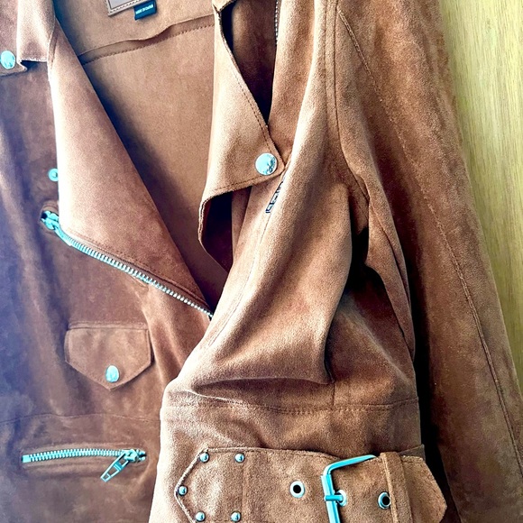 BLANK NYC moto jacket faux suede coffee bean sz M - Picture 5 of 6